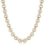 Gold 18K 10mm Gypsy Link Belcher Bracelet with Albert Luxury Gold Plated Jewellery 18K Real Gold Plating Gold Gypsy Link Belcher Bracelet with Albert Clasp (Length 8 Inches, Width 10 mm)