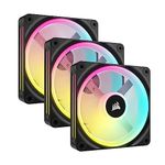 CORSAIR QX Series QX120 RGB 120mm Fans - iCUE Link Ecosystem - Magnetic Dome RGB PWM Fans - 3 Pack Starter Kit with Included System Hub - Black