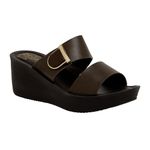 BELLA by Labella Women Fashion Wedge Slip On with Buckle Brown Sandal | Durable | Stylish | Comfortable | Slip Resistant | Lightweight and Breathable | 2 UK