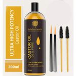 The Balance Mantra Cold Pressed Castor Oil With 4 Eyelash Eyebrow Brushes For Skin, Hair, Nails, Eyebrow/Lash Growth (200ML)