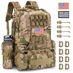 EZshoot Tactical Backpack for Men 60L Large Tactical Military Backpack Army Assault Pack Bug Out Bag Molle Bag with Water Bottle Holder for Outdoor Hiking Camping Hunting Detachable Rucksack CP