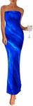 PRETTYGARDEN Womens Summer Printed Tube Maxi Dress Strapless Bodycon Sleeveless Night Out Long Dresses (Blue Watercolour,X-Large)