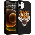 Idocolors Tiger Print Case for iPhone 7/8/SE 2020,Black Liquid Silicone Cool for Girls Boys Cases,Fashionable Soft Gel Rubber Full-Body Protection Microfiber Lining Shockproof Cover