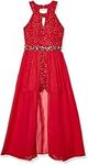 Speechless Girls' High Neck Maxi Romper Dress, Red Radiance, 10