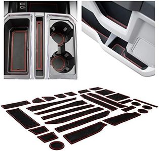 CupHolderHero fits Ford F150 Accessories 2015-2020 Premium Custom Interior Non-Slip Anti Dust Cup Holder Inserts, Center Console Liner Mats, Door Pocket Liners 30pc Set (Bucket SuperCrew) (Red Trim)