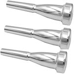 Missmore Pack of 3 Silver Trumpet Mouthpiece 3C 5C 7C Size Instrument Accessory for Bach