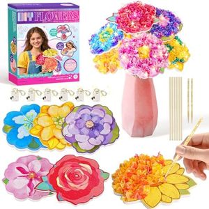 Vinkp Flower Bouquet Art Craft Kit, Arts and Crafts for Kids Ages 4-8, Poke Kit with with 6 Flowers & 6 Light Strings, Mess-Free for Girls & Boys, Craft Gift for Girls Ages 4, 5, 6, 7, 8+