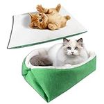 YUNNARL Self-Warming Cat Bed - Convertible Cat Mat, Light Weight Pet Bed for Cats, Puppy Cat Bed Mat, Machine Washable Puppy Bed for Indoor Cats Houses, Floor, Car Back Seat, Green