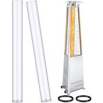 VIHOSE 2 Pcs Patio Heater Replacement Parts 49.5 x 4 Inch Quartz Glass Tube with Silicone Connecting Ring Clear Heater Glass Tube Replacement for Outdoor Home Patio Heater Accessories