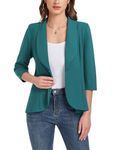 MINTLIMIT Laides Blazer for Women 3/4 Sleeve Single Button Business Casual Work Blazers Jackets, Teal Green, Large