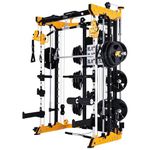Altas Strength Light Commercial Home Gym Smith Machine with Pulley System Linear Bearing Cage Workout Upper Body Strength Training Equipment Leg Developer Weight Lifting Machine 3059