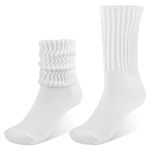 Telooco Slouch Socks for Women 1 Pair Long Boot Scrunch Sock Soft Thick Stacked Socks for Fall Winter Warm US Size 6-10(White)