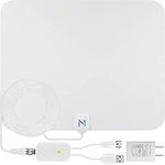 [High Power Amplifier] HDTV Indoor Antenna White Long Range 530 km Signal Reception, Hi-Power Amplified Antenna + 5 m Coax Cable, Supports All HD Digital TV formats by Mata1