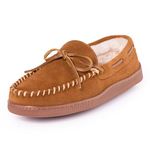 Minnetonka Men's Pile Lined Hardsole Slipper,Brown,12 W US