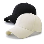 PFFY 2 Packs Baseball Cap Golf Dad Hat for Men and Women, Black+beige, One Size