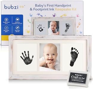 Bubzi Co Baby Handprint Kit & Footprint Photo Frame for Newborn Girls and Boys, Unique Baby Shower Gifts Set for Registry, Memorable Keepsake Decorations for Room Wall or Nursery Decor (White Wash)