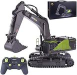TBRICKFUNR Remote Control Excavator for 1593, 1:14 22CH 2.4G RC Excavator All Terrains Metal Engineering Construction Vehicle with LED Lights and 360° Rotating Cockpit, Gift For Him