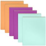 PAPERAGE Top Bound Spiral Notebook, 6 Pack, Lined Notepad, (Raspberry/Marigold/Mint), 70 Sheets (140 Pages) Per Notebook, Wide/Legal Ruled, 8.5 inches x 11 inches