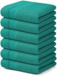 Homaxy 100% Cotton Waffle Weave Kitchen Towels, 13 x 28 Inches Super Absorbent and Machine Washable Dish Towels for Drying Dishes, 6-Packs, Green