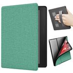 ERUNTO Case for 7-inch Kindle Oasis 2/3, TPU Cover with Cloth Texture and Dual Hand Strap on The Back, Magnetic Shell Cover with Smart Wake-up/Sleep Function(Green)