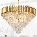 FLOSTON Crystal Chandelier for Living Room, Dining Room, Bedroom, Kitchen, Bathroom, Entryway, Hallway Gold(750mm)