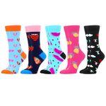 WeciBor Women's Funny Colorful Pattern Socks, 5 Pairs Multicolor Fruit, Size 5-9