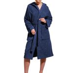 Christy Brixton Hooded Bath Robe | Stylish Textured Weave | Durable Tactile Design | Sustainably Manufactured | Womens Bathrobe | 100% Cotton Dressing Gown | Size X-Large | Midnight Navy Colour