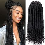 Goddess Locs Crochet Hair 6 Packs 16 Inch Straight Faux Locs Crochet Hair for Black Women, Crochet Pre-Looped Curly Hair Soft Faux Locs Synthetic Braiding Hair Extensions (16 Inch, 6 Packs, 1B#)