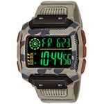 Shocknshop Plastic Sports Army Digital Black Dial Watch For Men And Boys (Black Dial And Khaki Strap)-W29, Beige Band