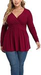 TIANZHU Plus Size Red Tops For Wome