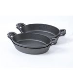 HAWOK Cast Iron Oval Serving Au Gratin Cookware Set of 4………