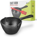 Modern Innovations Cast Iron Melting Pot, Cast Iron Basting Pot for Grill Cooking, Cast Iron Saucepan, Simmer Sauce and Butter, Small Cast Iron Pot, Mini Cast Iron Bowl for Sauces