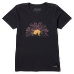 Life is Good Women's Standard Crusher Graphic V-Neck T-Shirt Watercolor Daisy Trees, Jet Black, X-Small