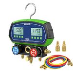 MR CARTOOL L302 Digital Manifold Gauge Set 2-Valve Refrigerant HVAC Systems Leakage Pressure Tester Tool with 3 Hoses for Air Conditioning Refrigeration Recharging