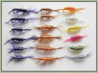 Shrimp/Scud Fishing Flies, Trout or Salmon, 18 Pack, Mixed Colours, Mixed Size