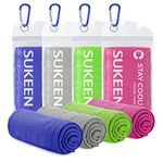 Sukeen Cooling Towel, Cooling Towels 4 pack, Stay Cool Ice Towel, Cooling Towels for Neck, Cold Towel, Gym Towel Men Women (4pcs, Dark Blue/Green/Pink/Grey)