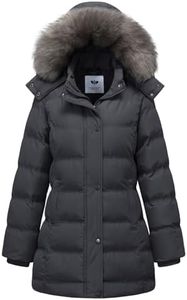 GGleaf Women's Winter Thicken Coats Warm Snow Jacket with Removable Fur Hood Fashions Long Puffer Jacket Dark Grey 3X-Large