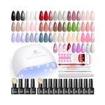 PEACECOLOR 32PCS Gel Nail Polish Set with Lamp Starter Kit, 20 Colours Gel Nail Kit with Base Top Coat Nude Pink Red Glitter Gel Polish Set Manicure Tools Nail Salon Sets DIY at home Gifts for Women