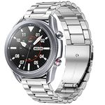 Netolo 22mm Metal Strap Compatible with Samsung Galaxy Watch 3 45mm/Galaxy Watch 46mm/Huawei Watch GT2 46mm/GT2 Pro, Stainless Steel Strap Compatible for Samsung Gear S3 Frontier/Classic, Silver