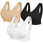 Sports Bras for Women Full Support, Seamless Wireless Yoga Comfort Stretchy Sports Bra 3 Pack