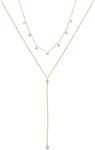 Ettika Lariat Necklace For Women. Y Necklace For Women. Simplistic Crystal Lariat Necklace. 18k Gold Plated Crystal Chain