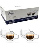 Bacimi Double Wall Insulated Coffee Mugs (Set of 4/3.5oz) - Clear Borosilicate Mug with Handle - Thermal Drinking Cups for Espresso, Cappuccino, Latte, Tea, Hot Beverage, Wine - Microwave Safe