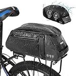 Eyein Bike Rear Rack Bag, Waterproof Reflective Bicycle Pannier Rear Seat Storage Bags, 8L Multi Pockets Cycling Trunk with Taillight Loop, Saddle Pouch with Sholder Strap for MTB Bikes Travel