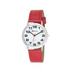 Ravel Women's Easy Read Watch with Big Numbers - Red/Silver Tone/Black Dial