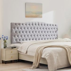 Iroomy Upholstered High Queen Headboard, Button Diamond Tufted Headboard with Adjustable Height and Solid Wood Leg, Linen Fabric Padded Headboards for Queen Size Bed, Mordern Head Board, Grey