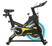 GEONEO Exercise Bike, Stationary Indoor Cycling Bike for Home Cardio Gym with Ipad Holder and LCD Monitor,Silent Belt Drive & 35 LBS Flywheel