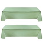 2Pcs 137x274cm Plastic Sage Green Table Cloths Party,Sage Green Party Supplies Decoration Large Plastic Table Cloth Rectangular for Picnic,Halloween,Christmas,Kid Adult Birthday Party Tablecloth