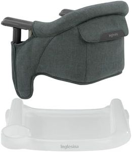 Inglesina Fast Table Chair - Charcoal Gray Melange + Fast Dining Tray - Portable High Chair for Baby & Toddlers, 6-36 Months - Fits Tables 0.8'' to 3.5'' - Collapsible Design - Carry Bag Included