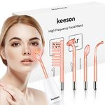 Keeson High Frequency Facial Wand,Lasts 2X Energy Portable Handheld High Frequency Facial Machine with 4 Tubes