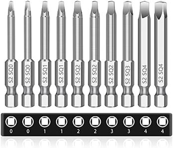 MulWark Robertson Square Allen Wrench Drill Bits Set 10PC Screwdriver Bit Set, 2.3" Long 1/4" Diameter Quick Release Shank Magnetic Square Drive Bit Set for Assembling Furniture